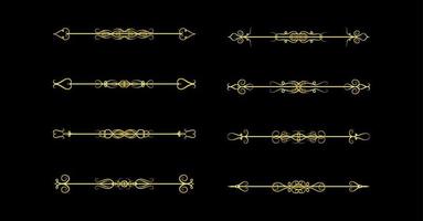 insieme di elementi di bordi d'oro, vettore di ornamento