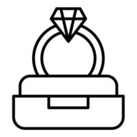 icona della linea dell'anello di diamanti vettore