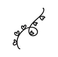 ghirlanda di linea monoline con illustrazione vettoriale di cuori. doodle di schizzo d'amore minimalista. un'icona di san valentino di arte di linea, logo semplice di disegno del profilo di matrimonio singolo