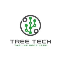 design del logo dell'illustrazione della tecnologia dell'albero futuro vettore