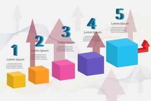 Elemento infographic del grafico di punti del modello 5 di affari di progettazione con la data del posto per le presentazioni, Vector EPS10.