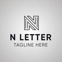 design minimal lettera n logo con forme lineari vettore