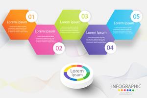Elemento infographic del grafico di punti del modello 5 di affari di progettazione con la data del posto per le presentazioni, Vector EPS10.