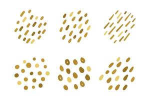 gruppo disegnato a mano di pois dorati per la decorazione di biglietti di auguri in stile minimalista vettore