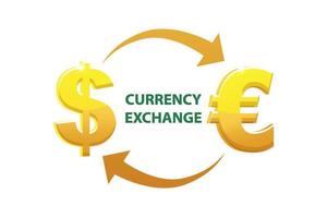 Segni e cambio valuta euro e dollaro. icone di denaro o valuta d'oro. vettore