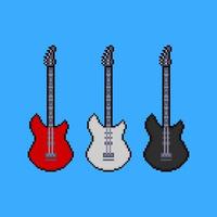 chitarre elettriche impostate pixel art vettore