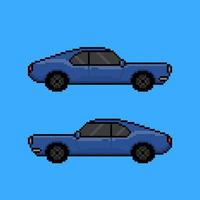auto blu con design pixel art vettore