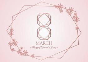 felice festa della donna 8 marzo con modello di sfondo fiore rosa per la giornata internazionale della donna. illustrazione vettoriale. vettore