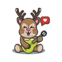 carino cervo suonare la chitarra fumetto illustrazione vettoriale