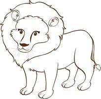 leone in stile semplice doodle su sfondo bianco vettore