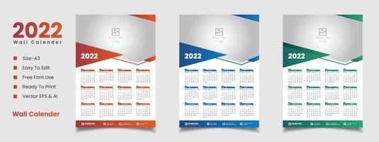 Design del calendario da parete 2022 vettore