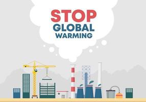 fermare il poster del banner di sfondo del riscaldamento globale per il cambiamento climatico vettore