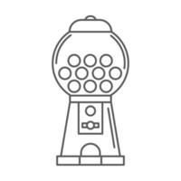 icona della linea della macchina di gumball. distributore automatico retrò per caramelle e gomme da masticare. illustrazione vettoriale di slot per dolci isolata su sfondo bianco