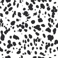 modello dalmata senza cuciture. stampa di pelle di animale. cane e mucca punti neri su sfondo bianco. vettore