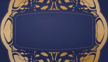 banner blu scuro con motivo oro indiano e posto per logo o testo vettore