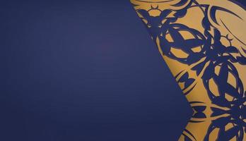 banner blu scuro con ornamento d'oro vintage per il design del logo vettore