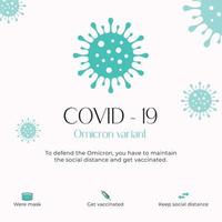 stampa post sui social media con variante di coronavirus omicron vettore