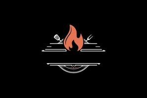 rustico retrò vintage barbecue barbecue grill logo design vector