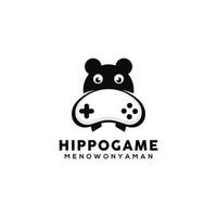 design del logo del gioco ippopotamo vettore