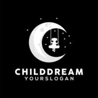 bambino sogno logo design illustrazione vettoriale
