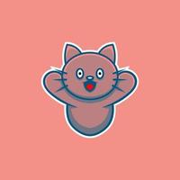 illustrazione di gatto carino sorridente felice in stile cartone animato vettore