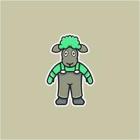 illustrazione di allevatore di pecore carino in stile cartone animato vettore