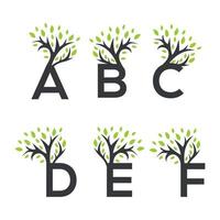 collezione di logo della lettera dell'albero di vettore