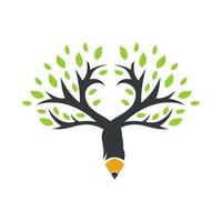 vettore di progettazione del logo dell'albero della matita creativa