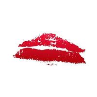 bacio rossetto rosso su sfondo bianco. impronta delle labbra. bacio marchio illustrazione vettoriale. stampa a tema San Valentino. modello facile da modificare per biglietti di auguri, poster, banner, volantini, etichette, ecc. vettore