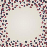 giorno dell'indipendenza degli Stati Uniti 4 luglio o sfondo del giorno della memoria. illustrazione vettoriale retrò nei colori della bandiera americana. cornice di stelle di coriandoli con spazio per il testo.