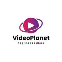 design del logo del pianeta video vettore