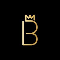 design del logo della corona del re della lettera b vettore