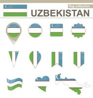 collezione di bandiere dell'uzbekistan vettore