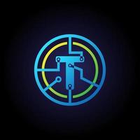 modello di progettazione del logo della lettera iniziale t, logo vettoriale dell'icona della tecnologia in cerchio