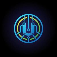 modello di progettazione del logo della lettera iniziale u, logo vettoriale dell'icona della tecnologia in cerchio