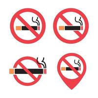 set di segnaletica vietata ai fumatori. vettore