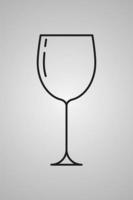 icona di vettore di contorno di bicchiere di vino vuoto nero