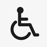 icona vettore sedia a rotelle. pittogramma persona disabile. simbolo di handicap.
