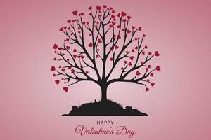 buon san valentino con lo sfondo dell'albero del cuore vettore