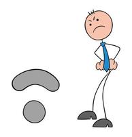 L'uomo d'affari stickman è molto frustrato dal segnale wifi debole, illustrazione vettoriale del fumetto del profilo disegnato a mano