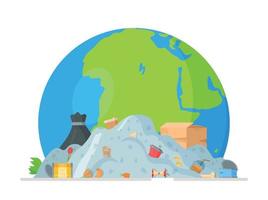 illustrazione vettoriale della raccolta dei rifiuti in tutto il pianeta. il concetto di ecologia e giornata mondiale di pulizia.