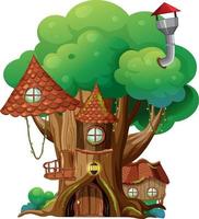 casa sull'albero di fantasia all'interno del tronco d'albero vettore