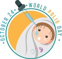 poster per la giornata mondiale della polio con un bambino che riceve il vaccino antipolio orale vettore