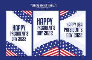 buona giornata dei presidenti negli stati uniti. festa federale in america. celebrato a febbraio. storia di instagram, poster verticale, banner web, area spaziale e sfondo vettore