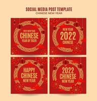modello di post instagram banner web quadrato cinese nuovo anno 2022 vettore