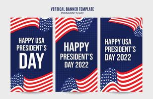 buona giornata dei presidenti negli stati uniti. festa federale in america. celebrato a febbraio. storia di instagram, poster verticale, banner web, area spaziale e sfondo vettore