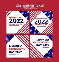 buona giornata dei presidenti negli stati uniti. festa federale in america. celebrato a febbraio. post di instagram, poster, banner web, area spaziale e sfondo vettore