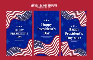 buona giornata dei presidenti negli stati uniti. festa federale in america. celebrato a febbraio. storia di instagram, poster verticale, banner web, area spaziale e sfondo vettore