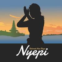 giorno di nyepi. Indonesia vettore