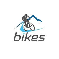 sport logo design velocità di corsa in mountain bike in discesa modello vettore